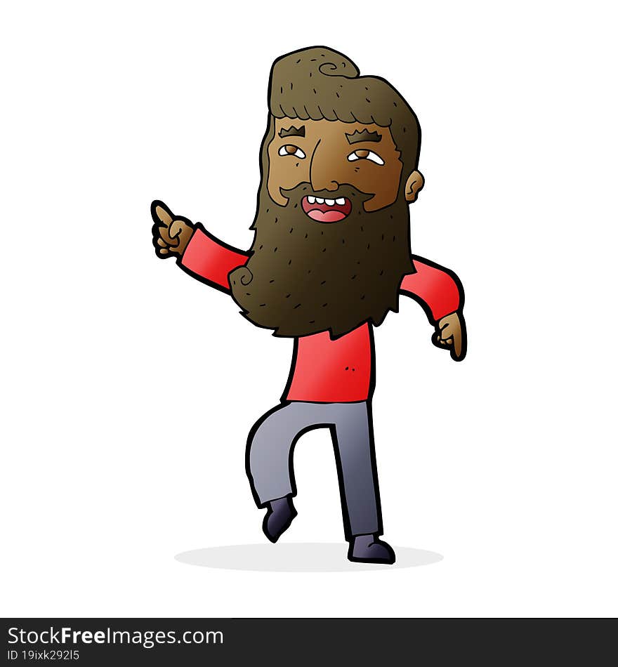 cartoon man with beard laughing and pointing