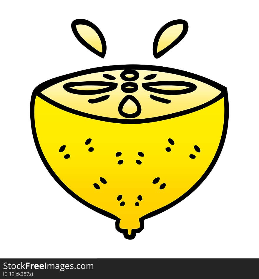 quirky gradient shaded cartoon lemon