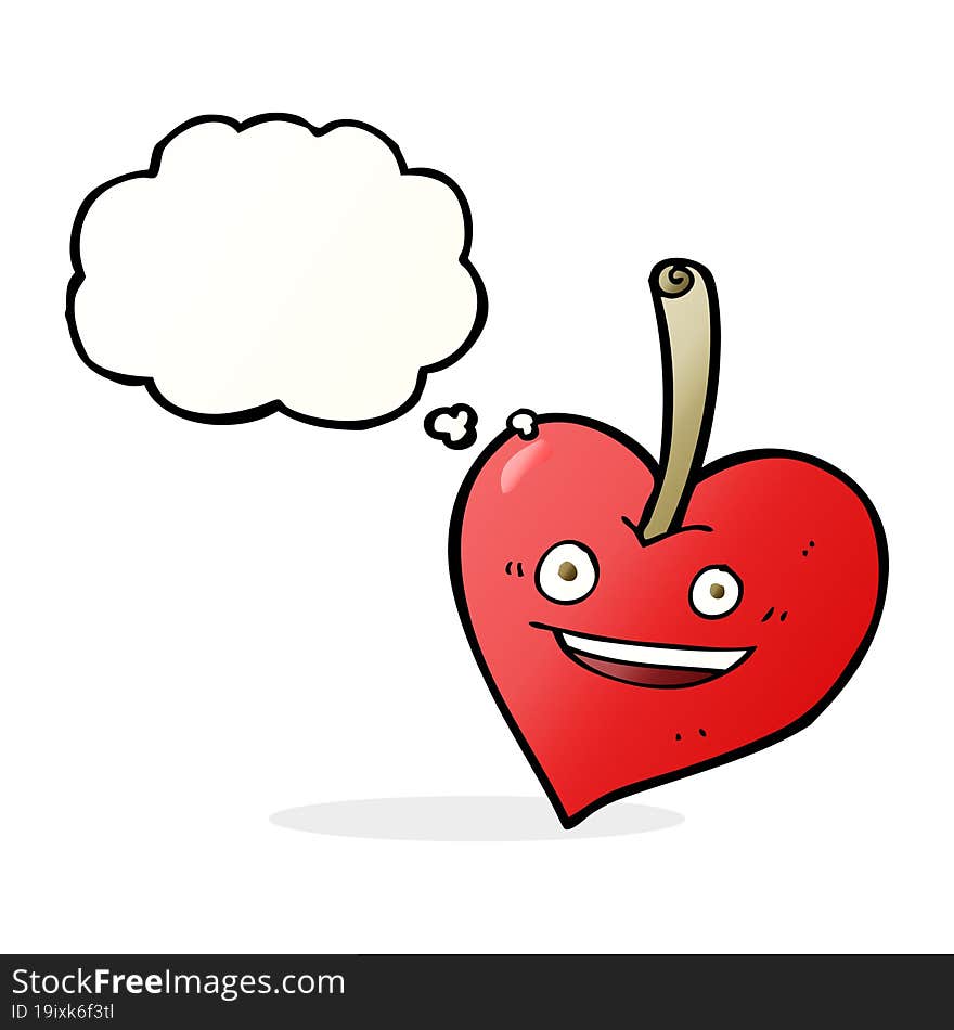 cartoon love heart apple with thought bubble