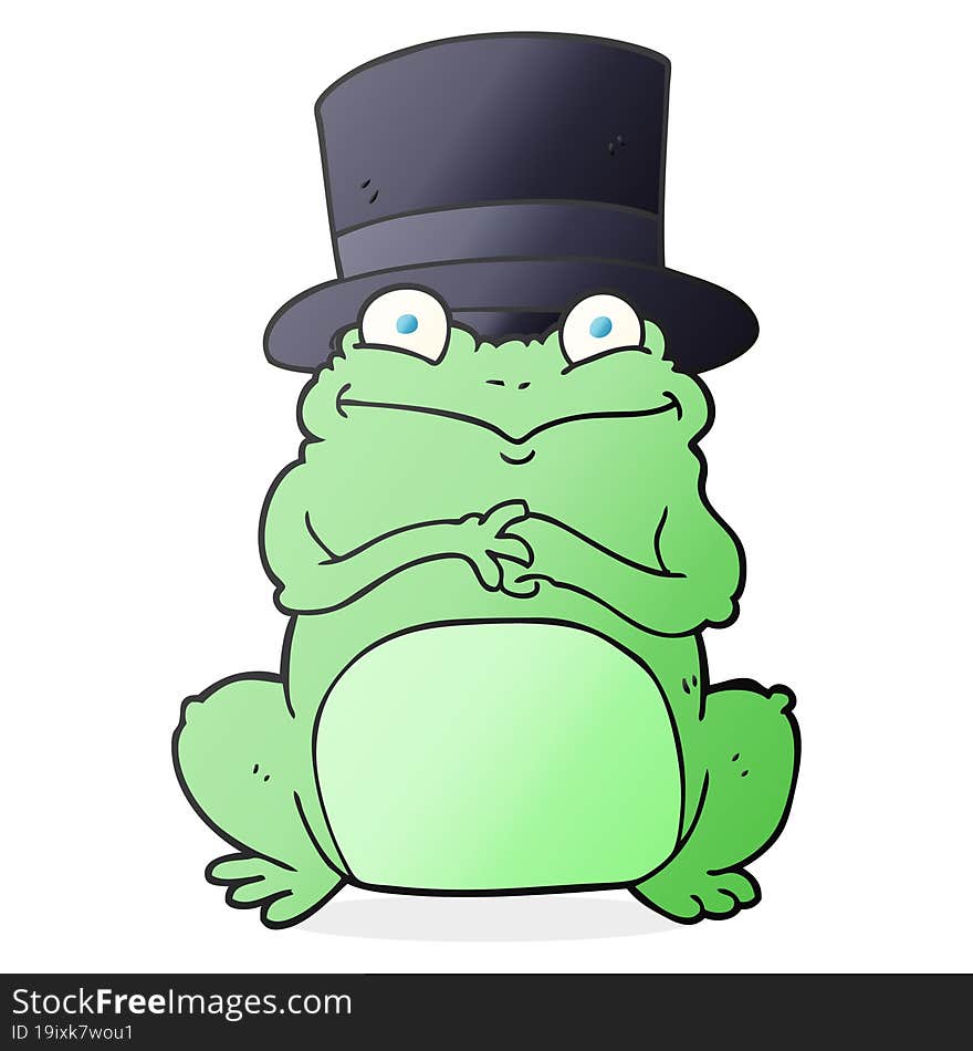 freehand drawn cartoon frog in top hat