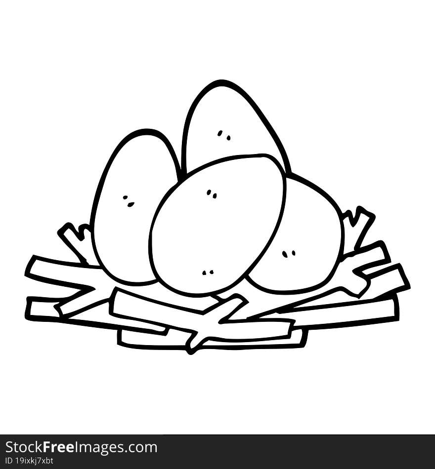 cartoon eggs in nest