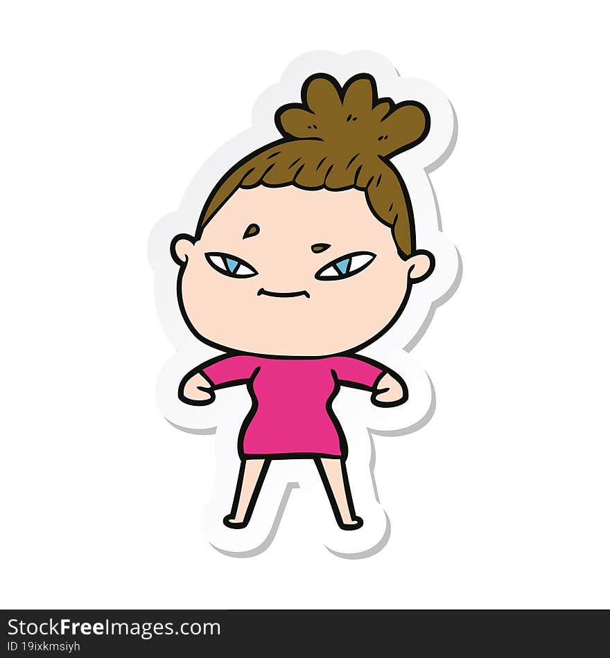 sticker of a cartoon woman