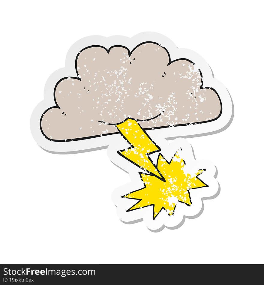 Retro Distressed Sticker Of A Cartoon Storm Cloud