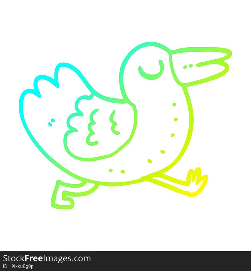 cold gradient line drawing cartoon bird