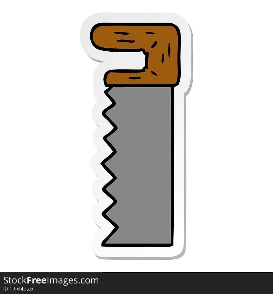 Sticker Cartoon Doodle Of A Metal Saw