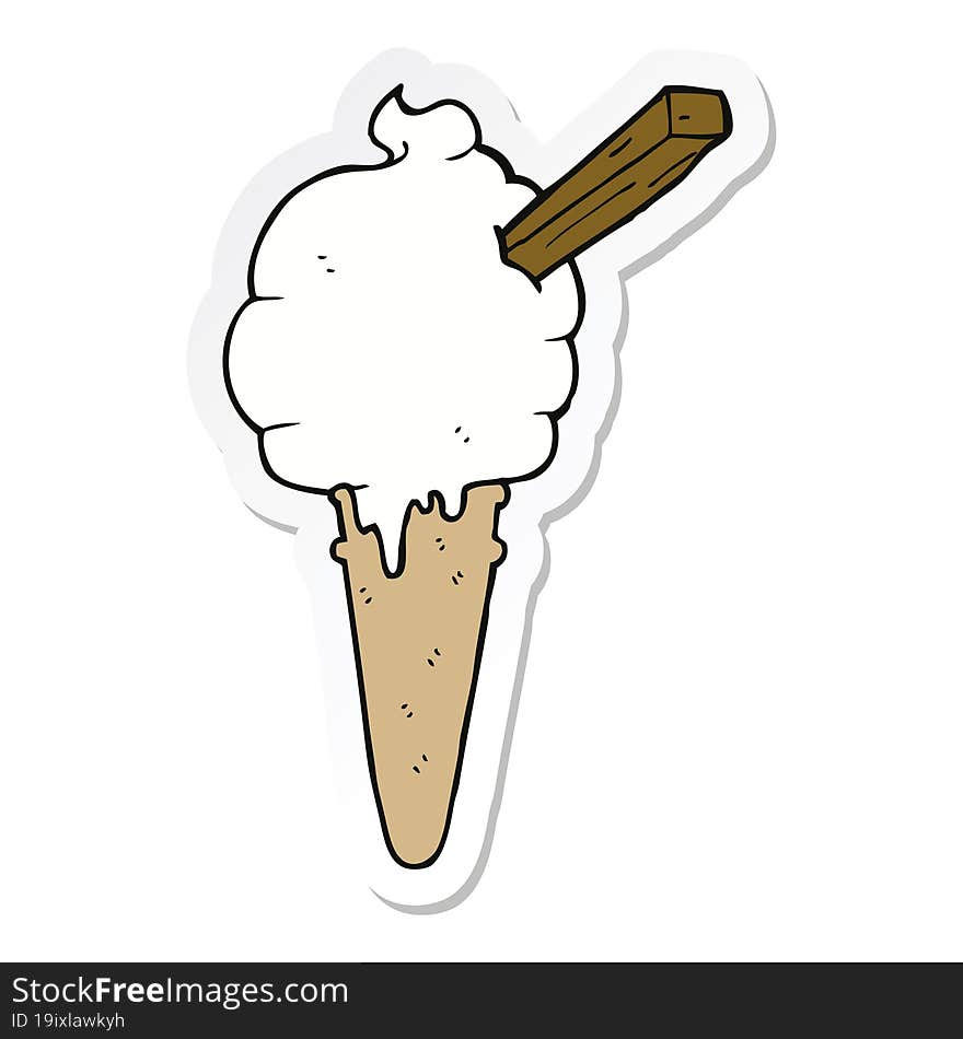 sticker of a cartoon ice cream