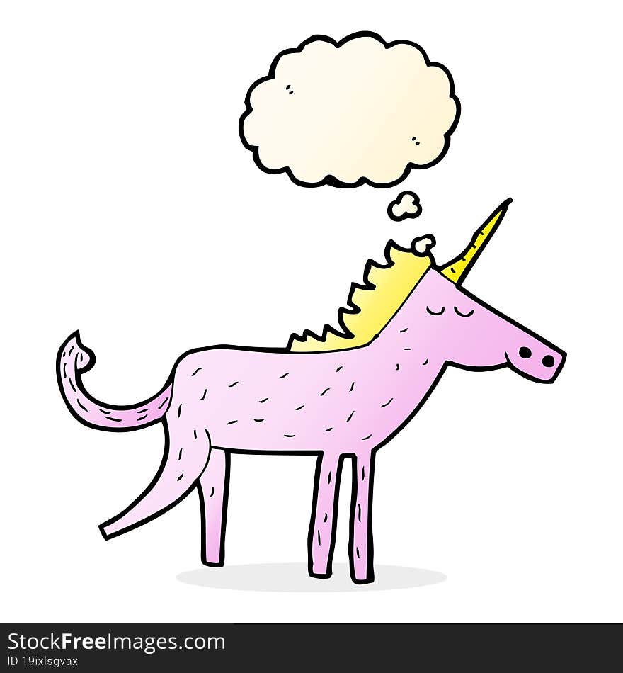 cartoon unicorn with thought bubble