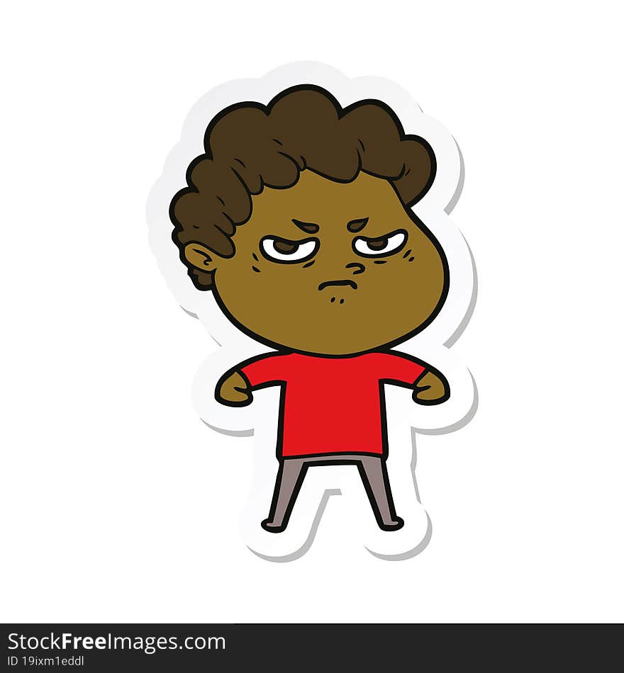 Sticker Of A Cartoon Angry Man