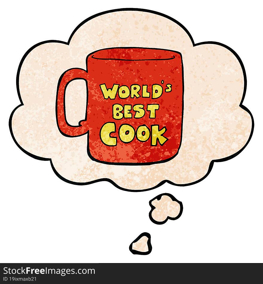 worlds best cook mug with thought bubble in grunge texture style. worlds best cook mug with thought bubble in grunge texture style