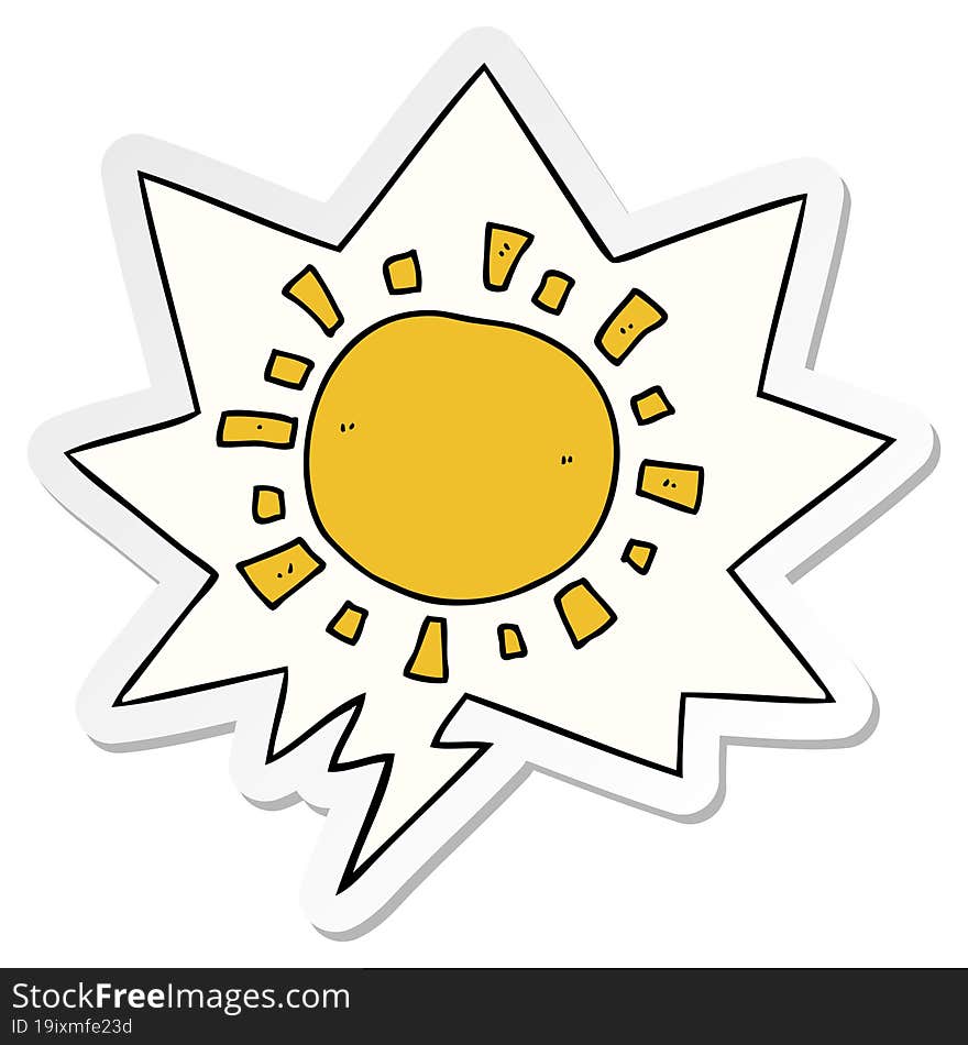 Cartoon Sun And Speech Bubble Sticker