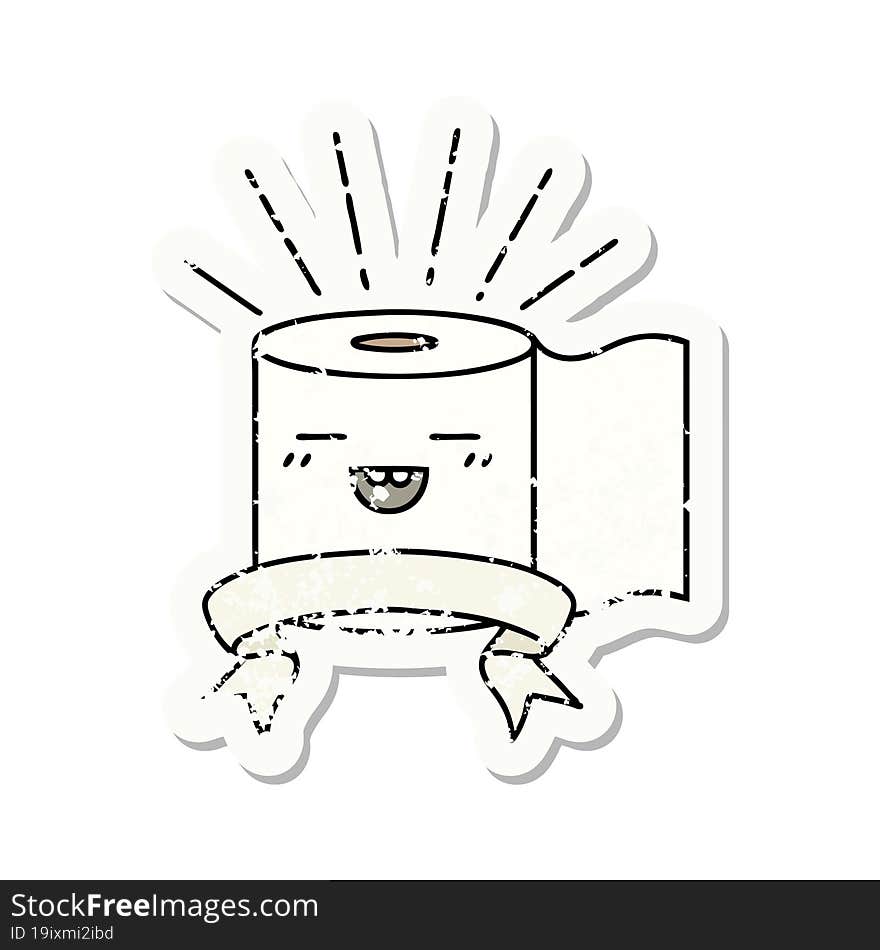 grunge sticker of tattoo style toilet paper character