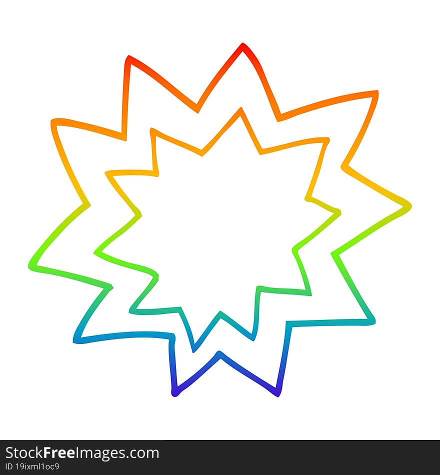 Rainbow Gradient Line Drawing Cartoon Fire Explosion