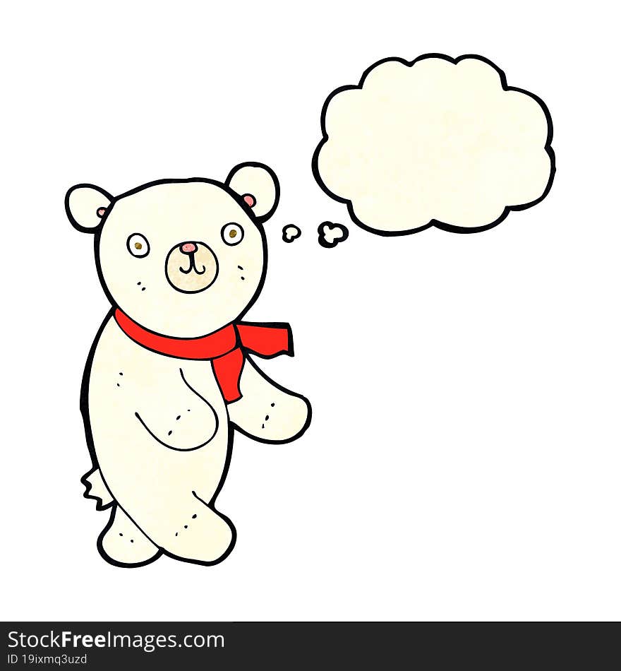 Cute Cartoon Polar Teddy Bear With Thought Bubble