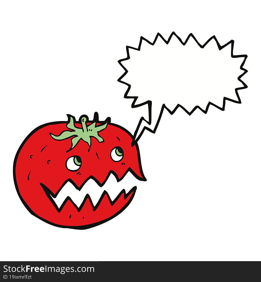 cartoon tomato with thought bubble