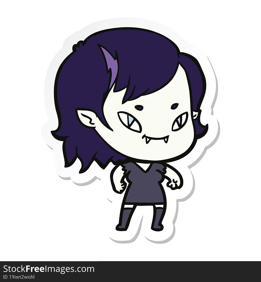 sticker of a cartoon friendly vampire girl