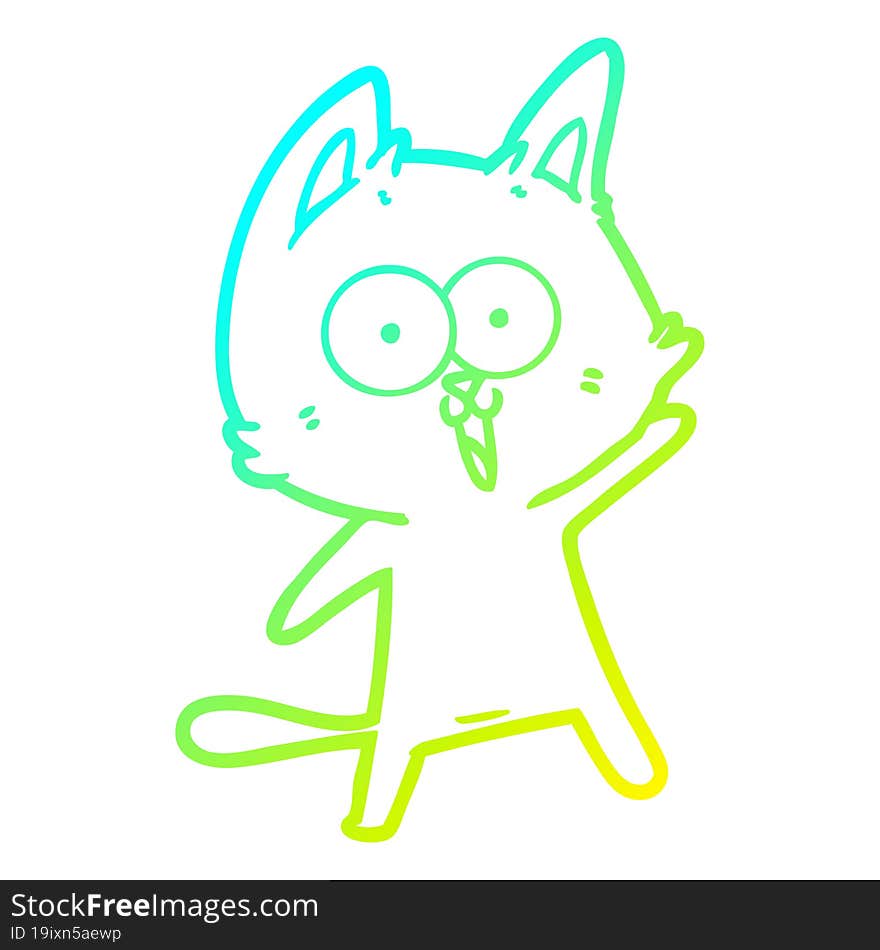 cold gradient line drawing funny cartoon cat