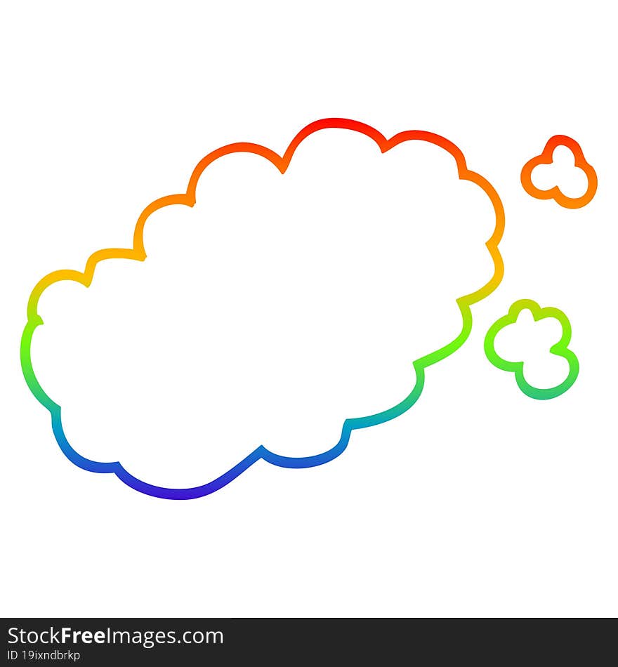 Rainbow Gradient Line Drawing Cartoon Puff Of Smoke