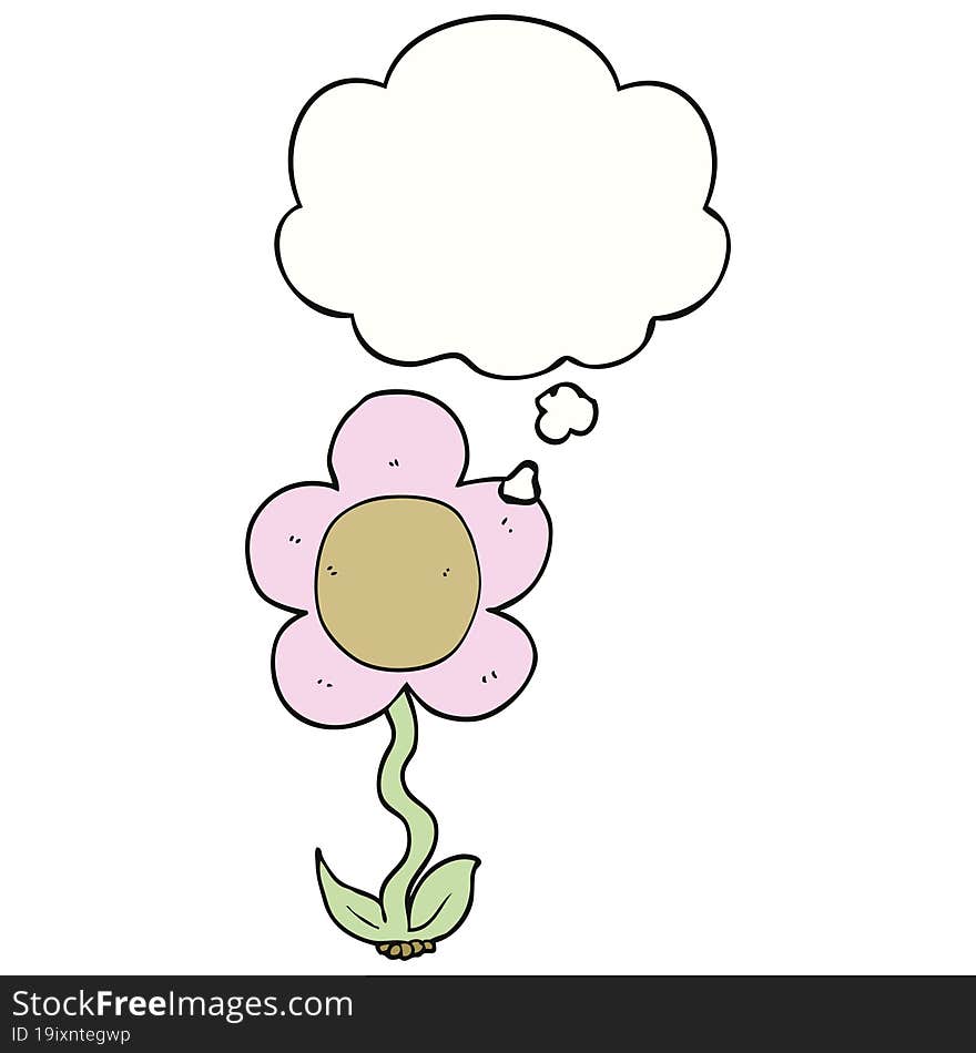 cartoon flower and thought bubble