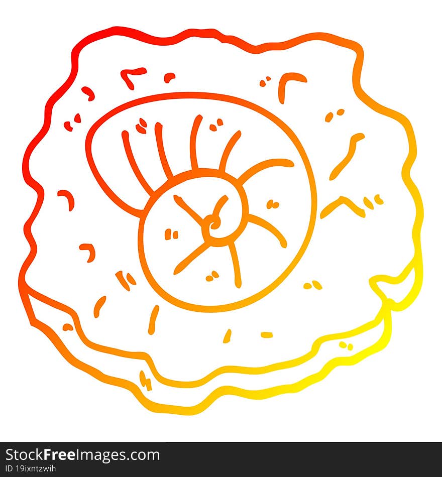 warm gradient line drawing cartoon ancient fossil