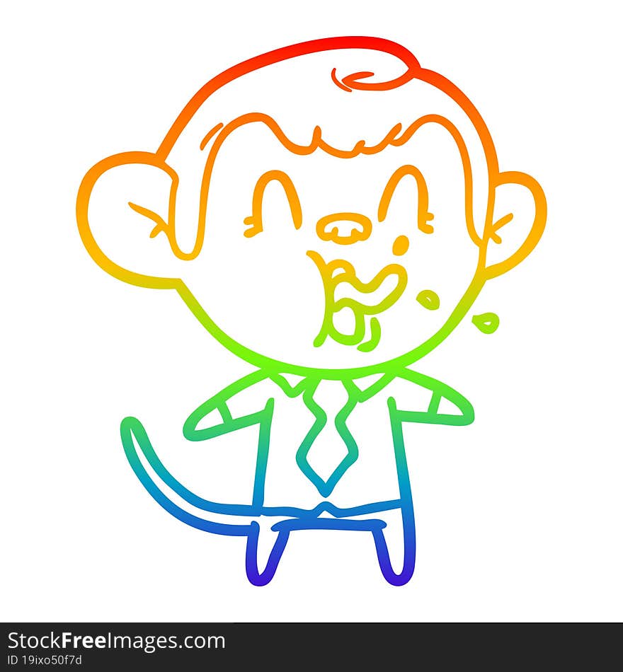 rainbow gradient line drawing crazy cartoon business monkey