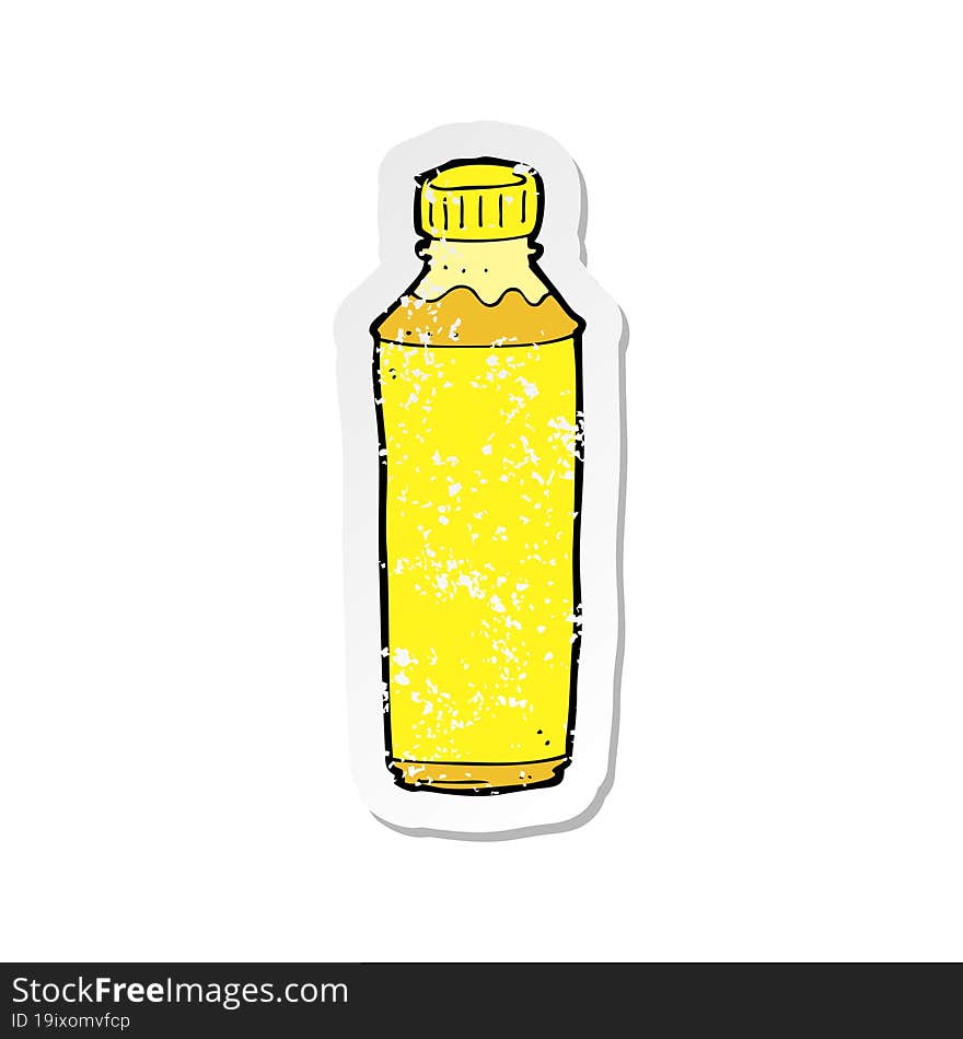 retro distressed sticker of a cartoon juice bottle