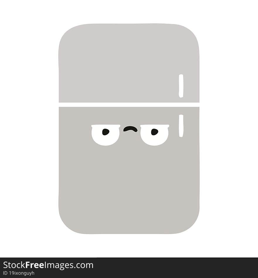 flat color retro cartoon of a fridge freezer