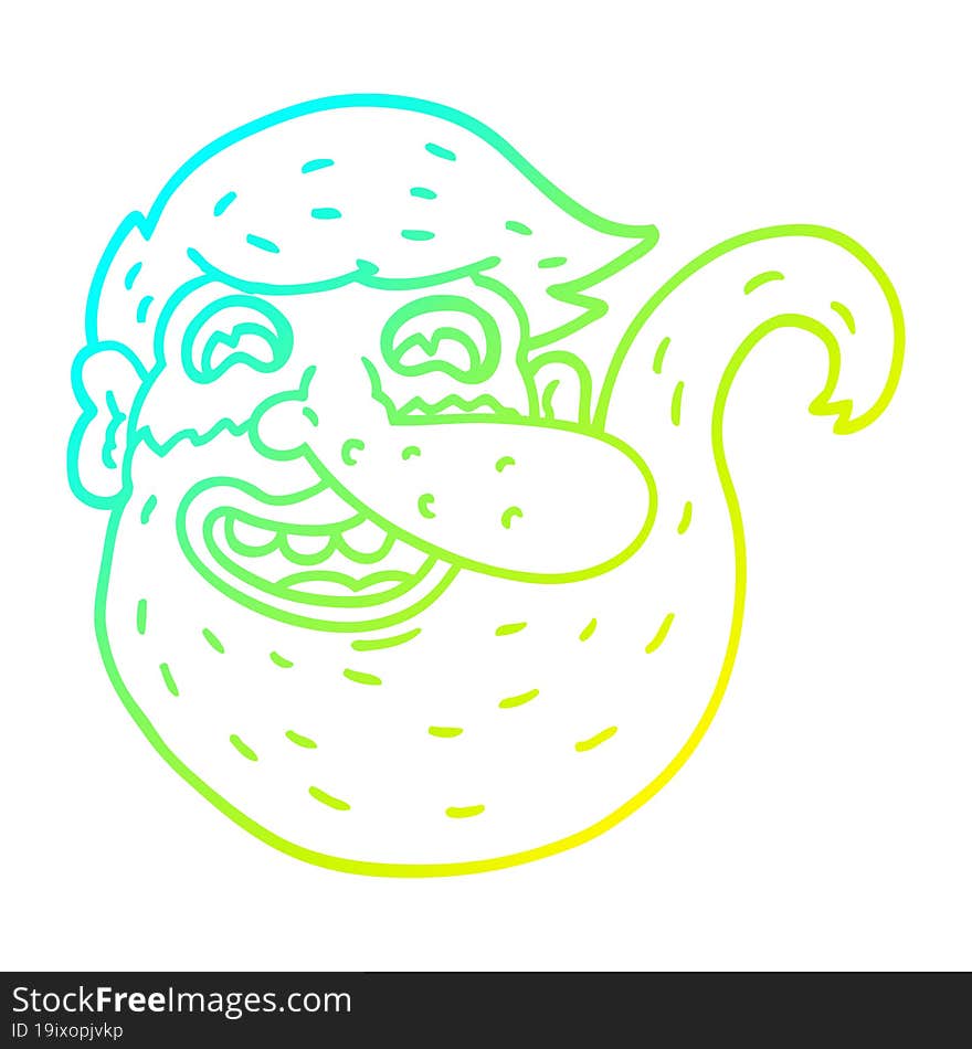 cold gradient line drawing bearded cartoon man