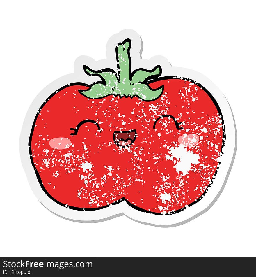 Distressed Sticker Of A Cartoon Tomato