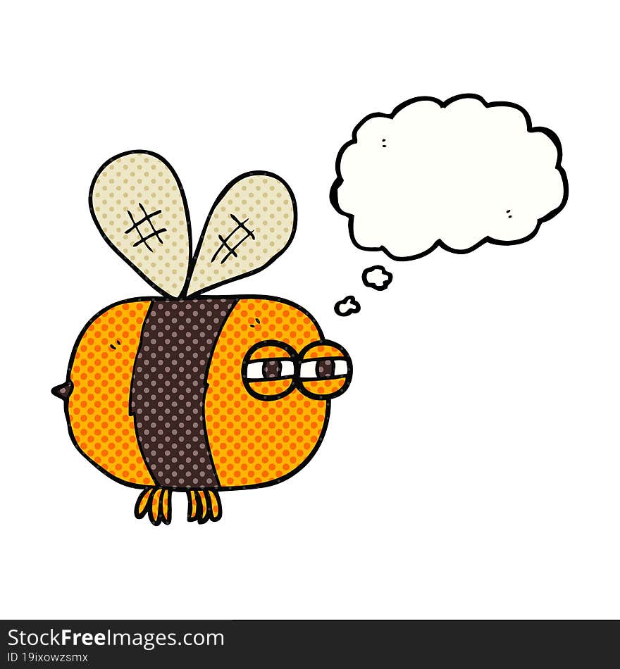 freehand drawn thought bubble cartoon angry bee