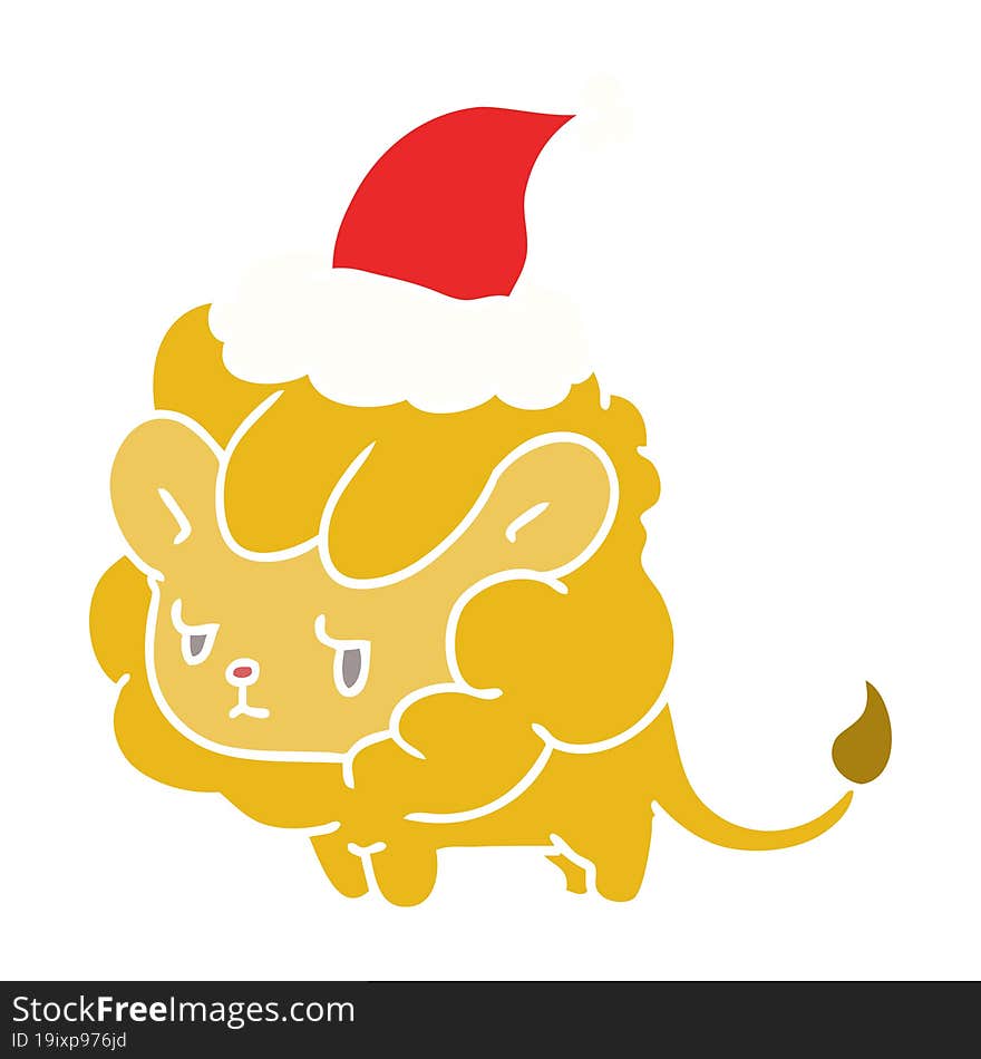 christmas cartoon of kawaii lion