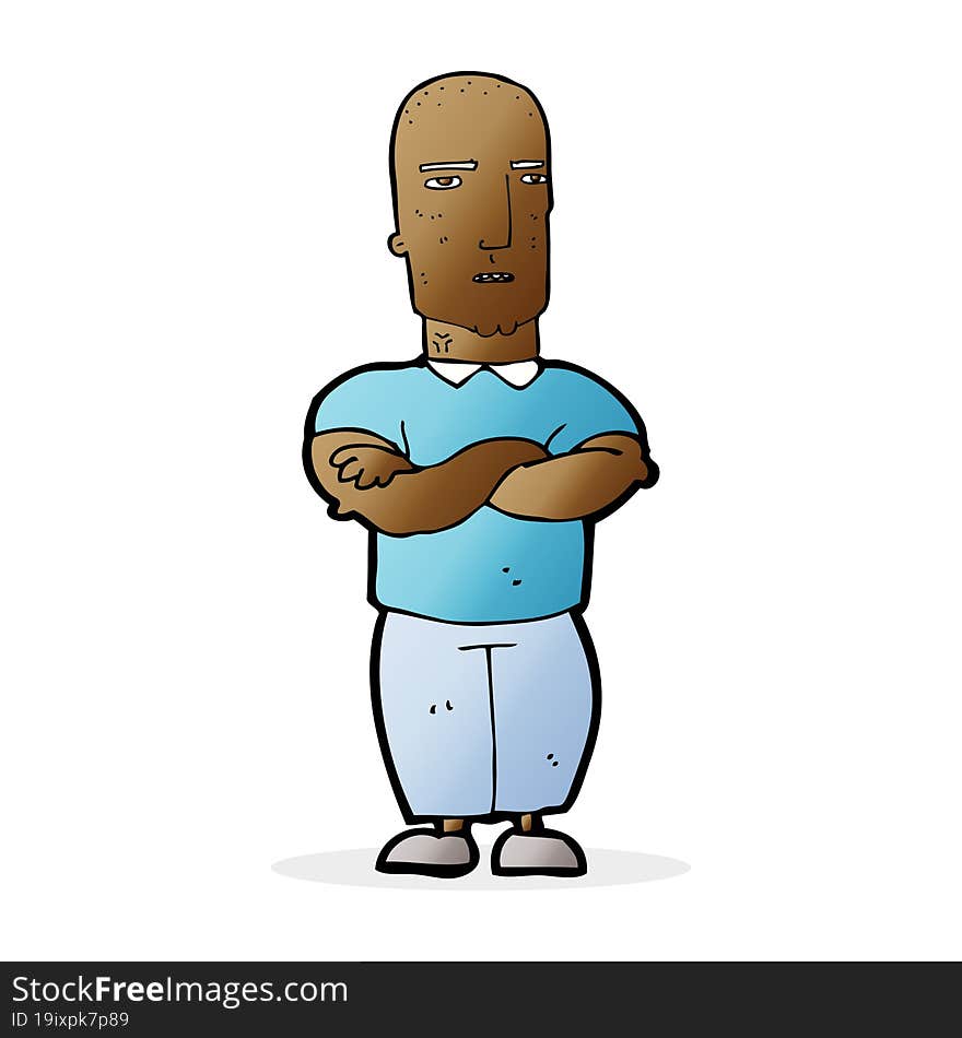 Cartoon Annoyed Bald Man