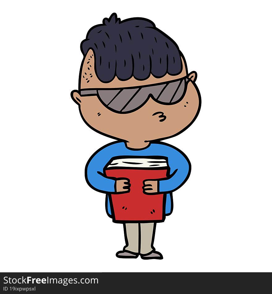 cartoon boy wearing sunglasses. cartoon boy wearing sunglasses