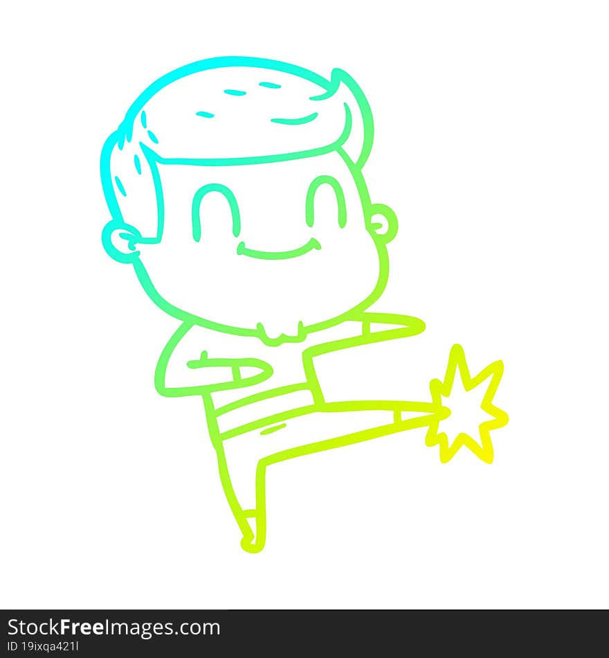 cold gradient line drawing of a cartoon friendly man