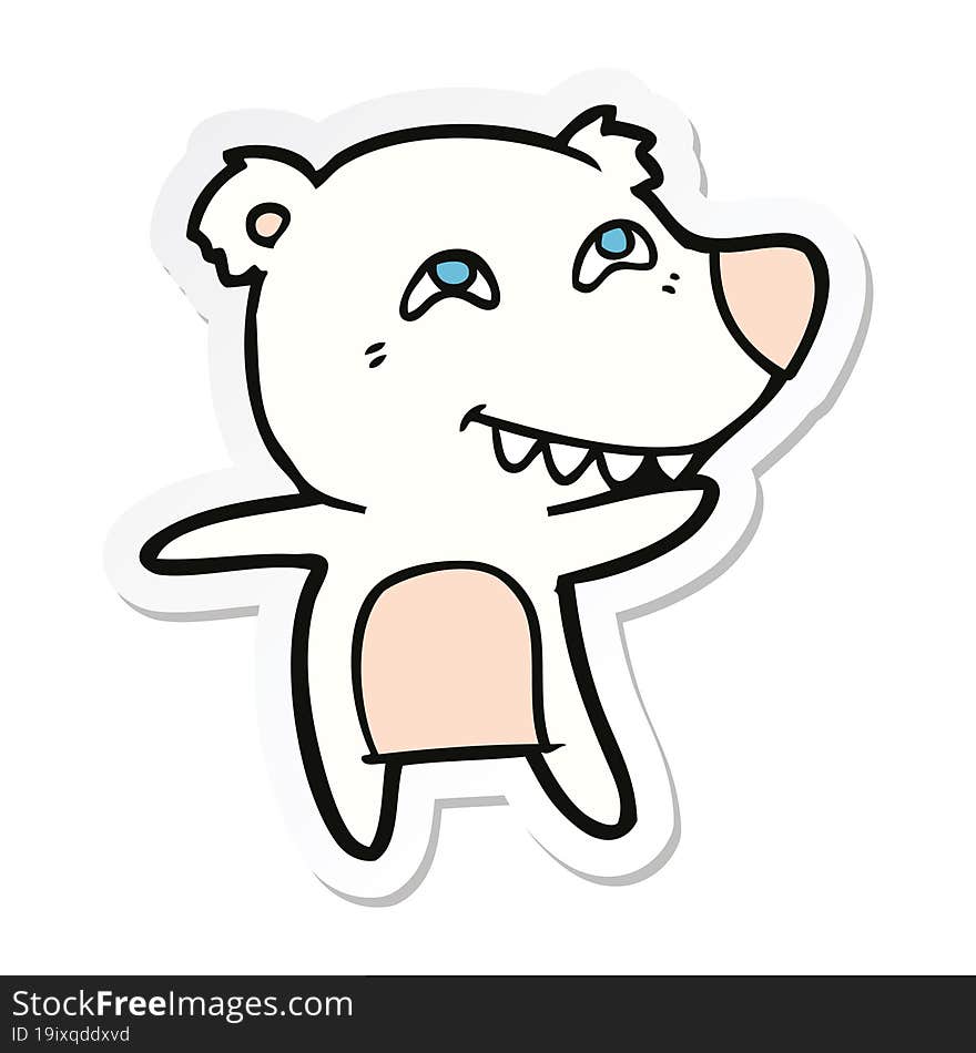 sticker of a cartoon polar bear showing teeth