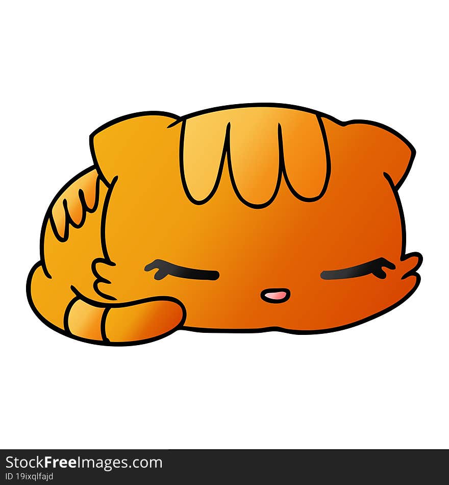 gradient cartoon illustration kawaii cute sleeping kitten. gradient cartoon illustration kawaii cute sleeping kitten