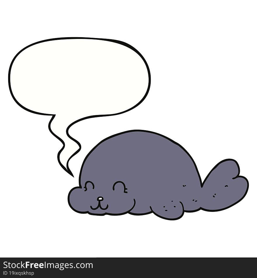 cute cartoon seal and speech bubble