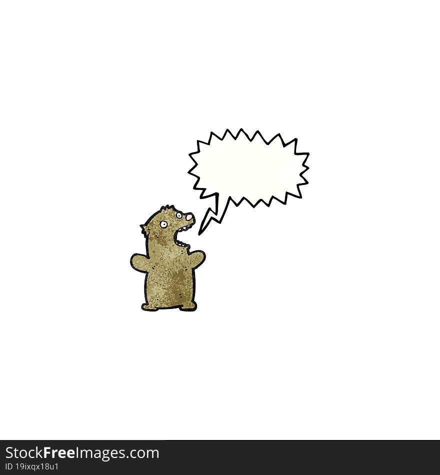 funny cartoon bear with speech bubble