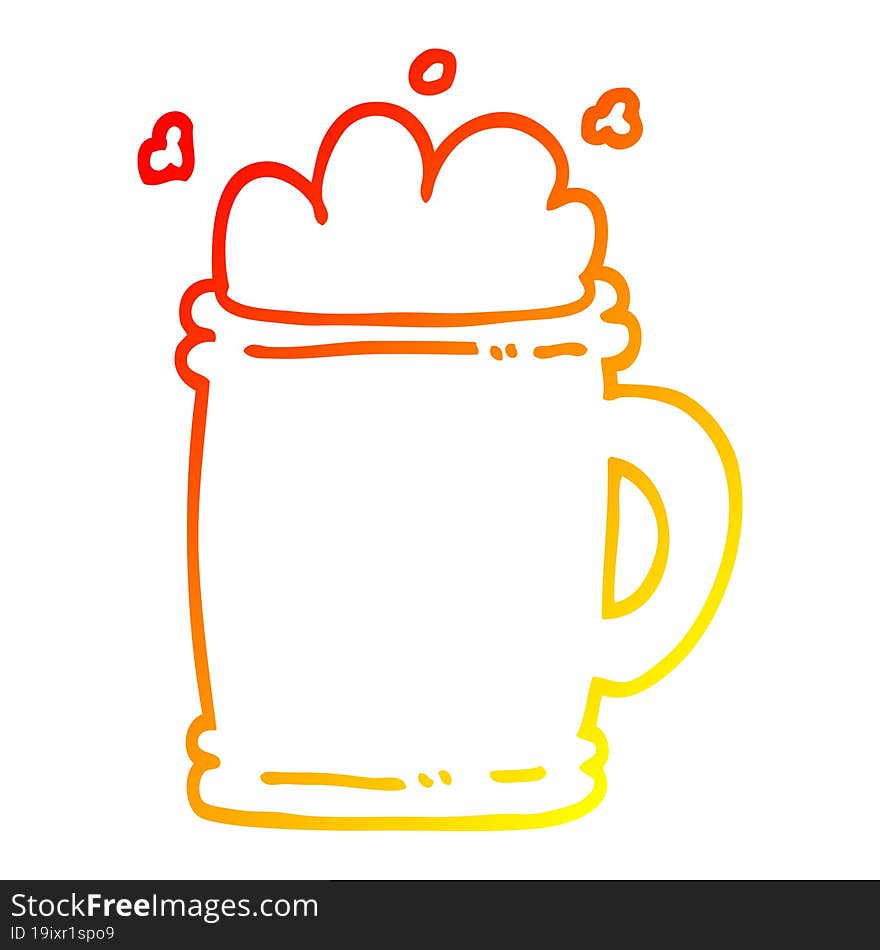 Warm Gradient Line Drawing Cartoon Beer Tankard