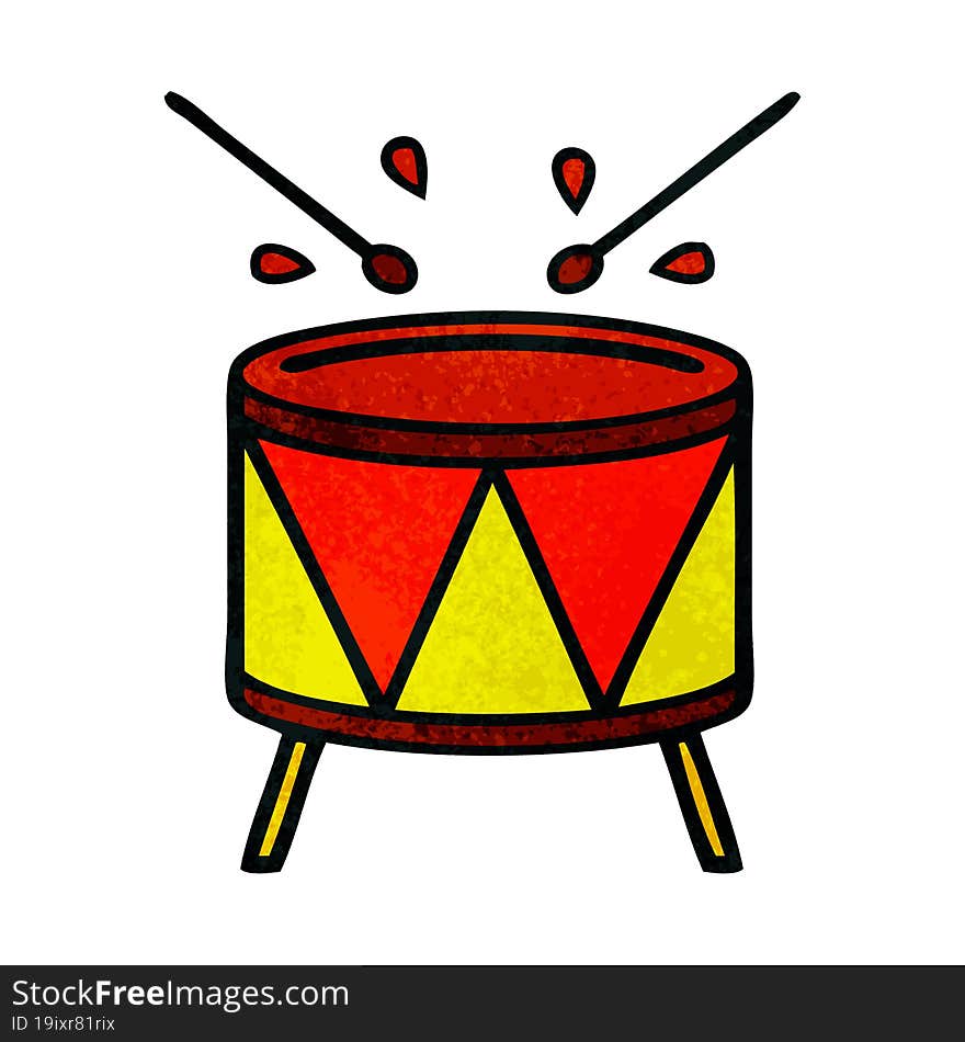 retro grunge texture cartoon of a drum