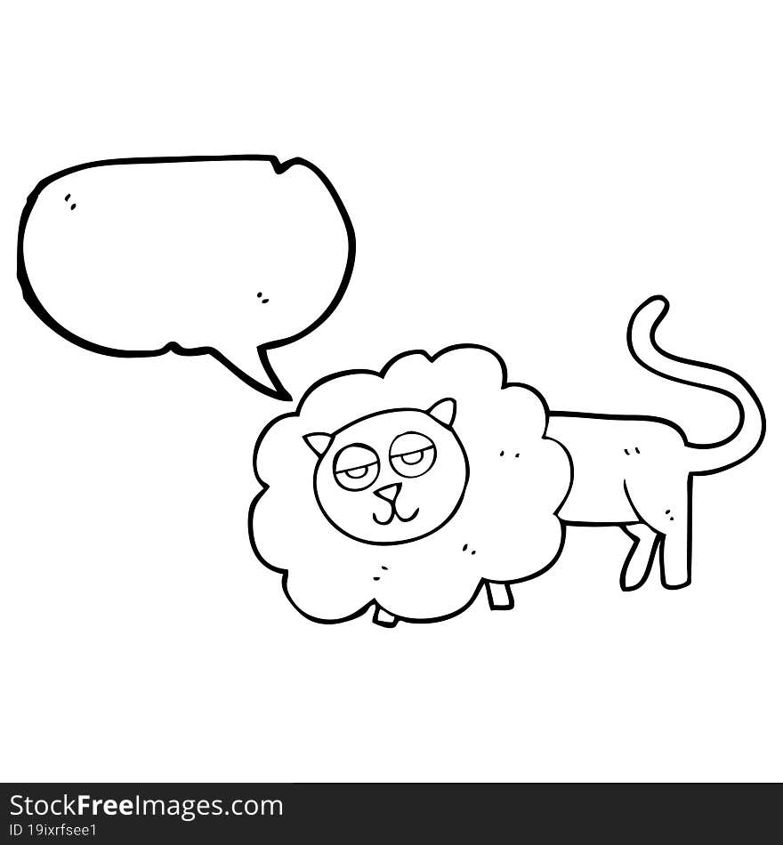 freehand drawn speech bubble cartoon lion