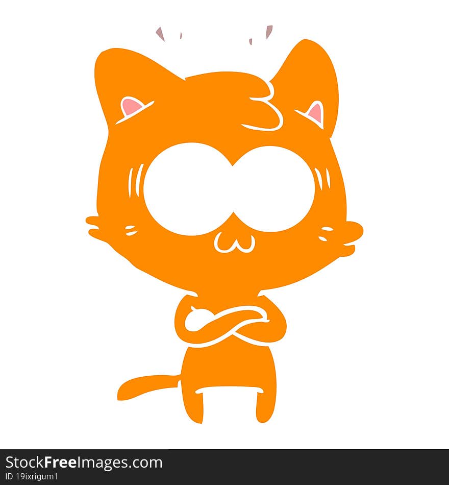 flat color style cartoon surprised cat