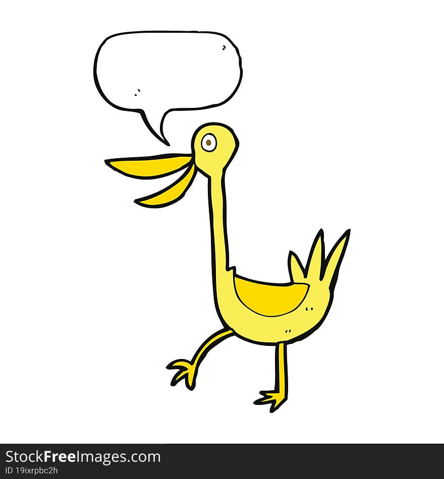 Funny Cartoon Duck With Speech Bubble