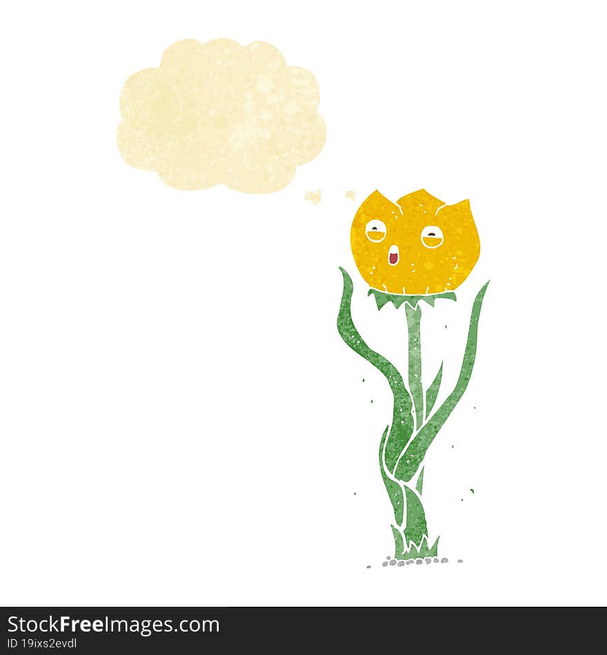 cartoon flower with thought bubble