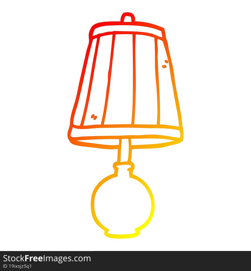 warm gradient line drawing of a cartoon table lamp