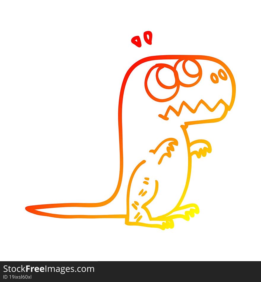 Warm Gradient Line Drawing Cartoon Roaring T Rex