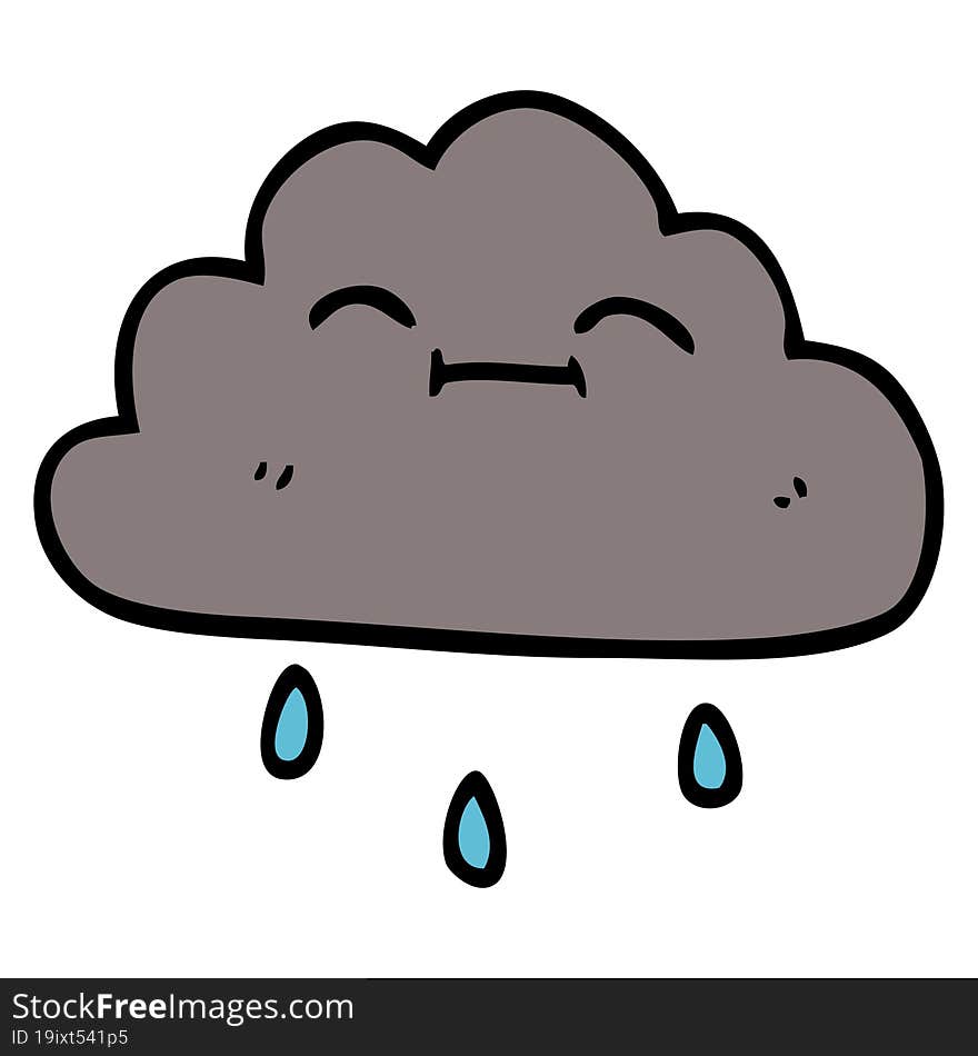 cartoon doodle happy rain cloud