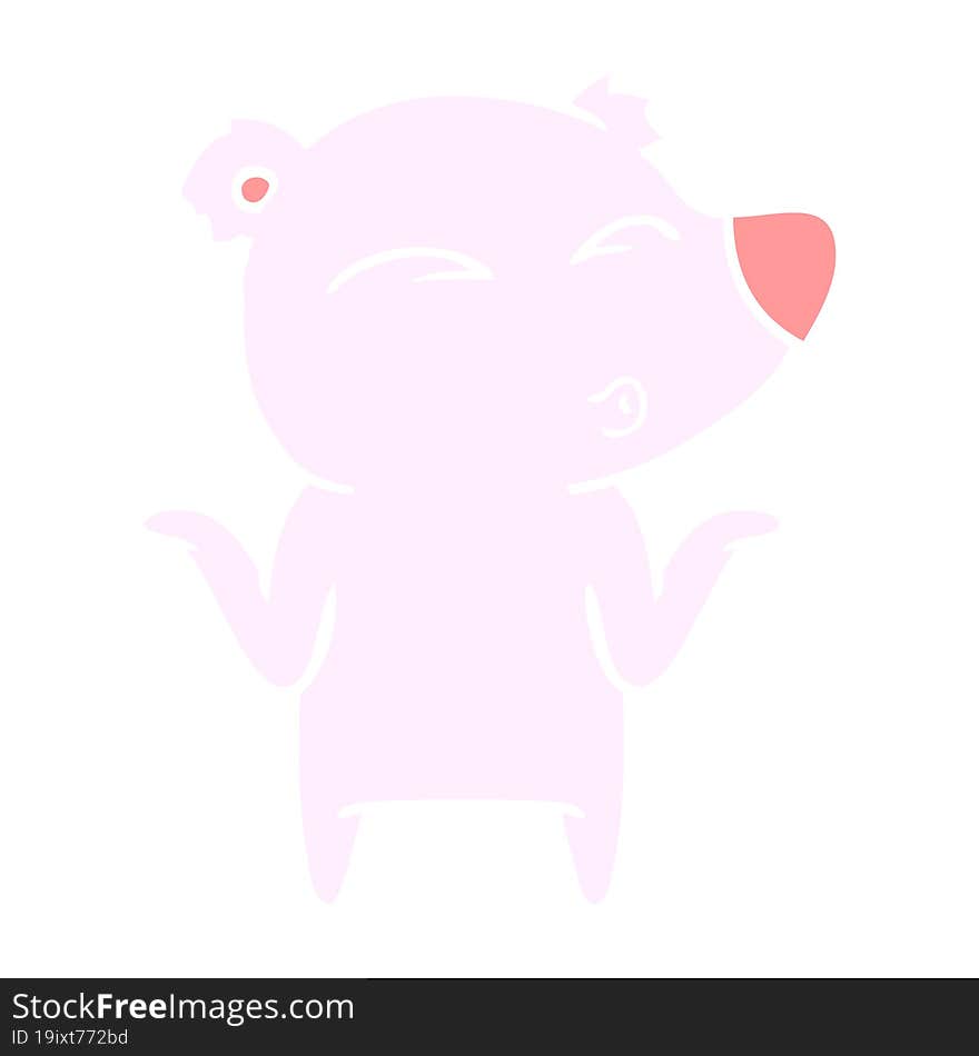 flat color style cartoon bear shrugging