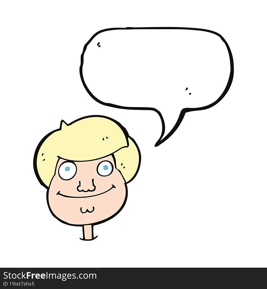 cartoon happy boy s face with speech bubble