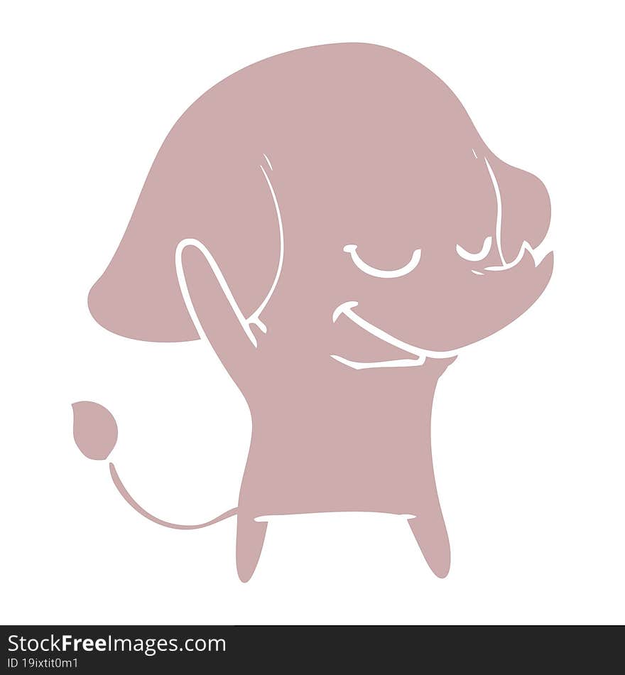 Flat Color Style Cartoon Smiling Elephant