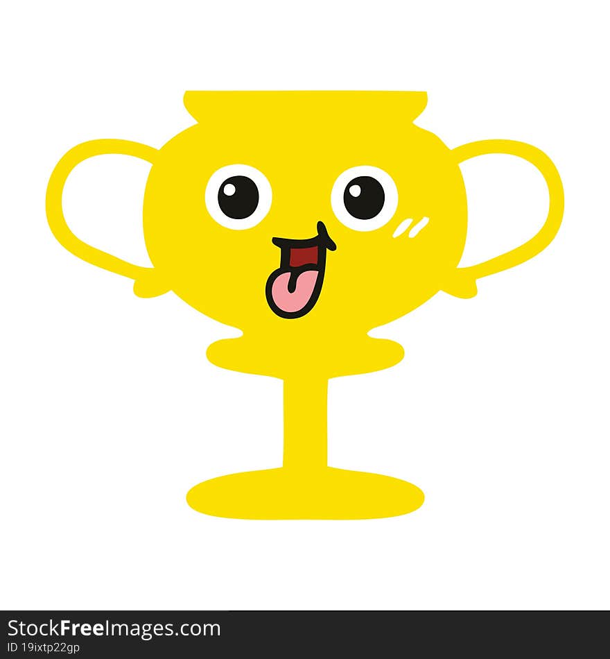 flat color retro cartoon trophy